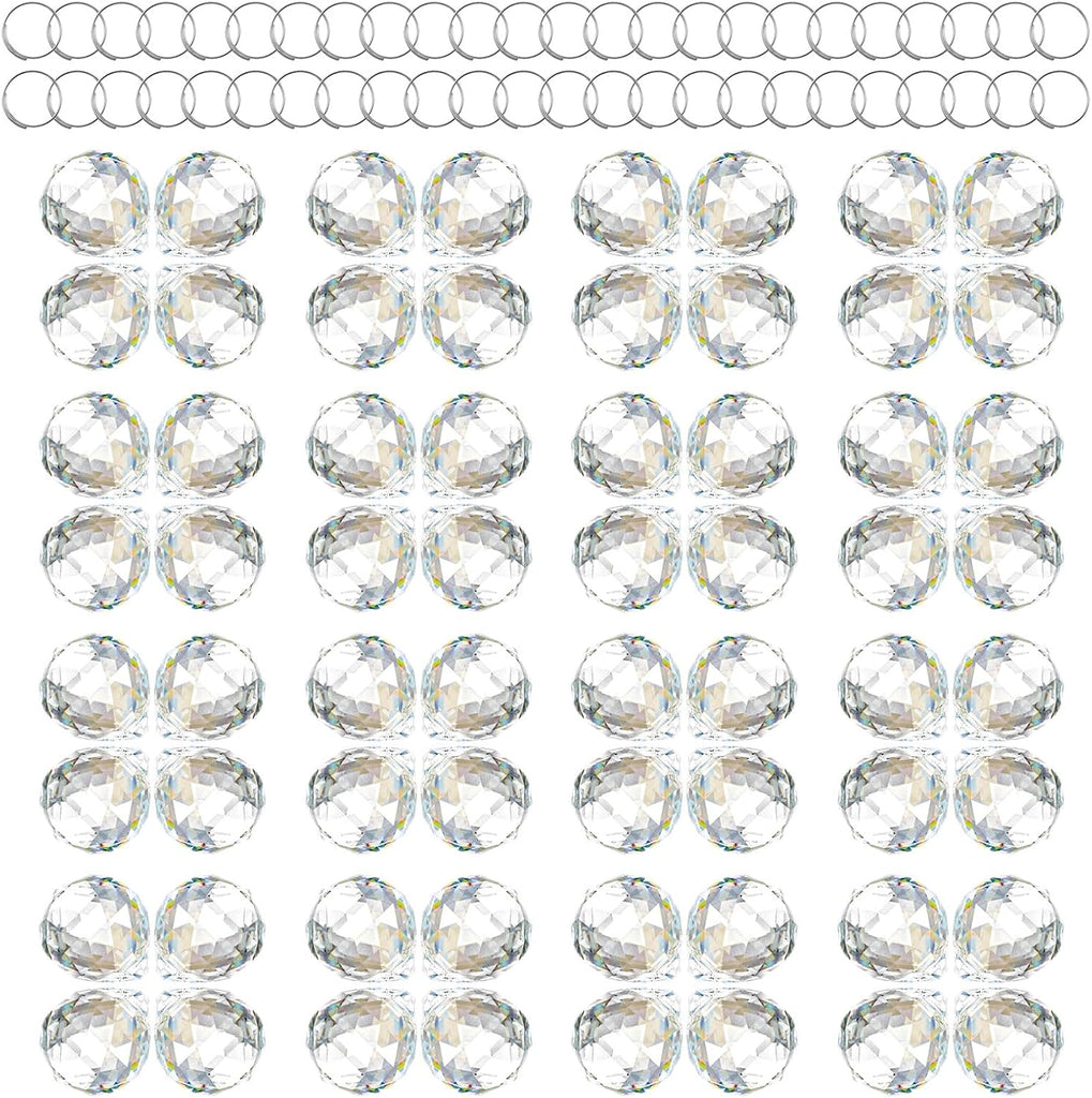 48 Pcs Clear Crystal Ball Prism 20mm Chandeliers Prism Sun Shine Catcher Christmas Crystal Ornaments Rainbow Pendants