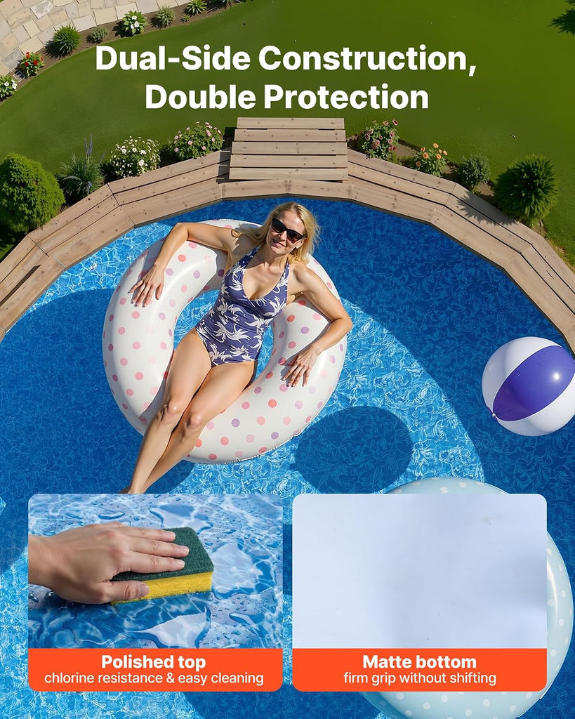 15-ft Round Above Ground Pool Liner, Overlap Pool Liners, Standard Gauge Vinyl, 48-to-54inch Wall Height, Designed