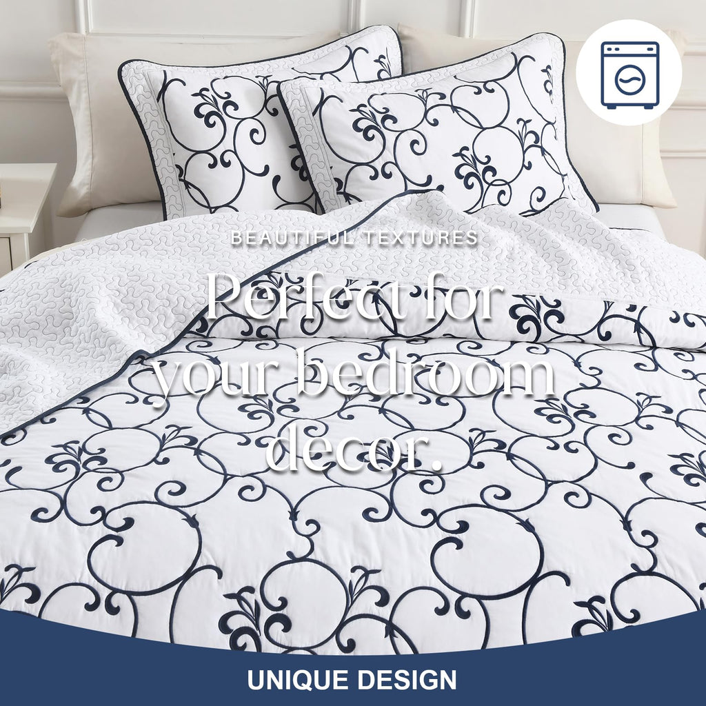 100% Cotton 120x120, Navy White