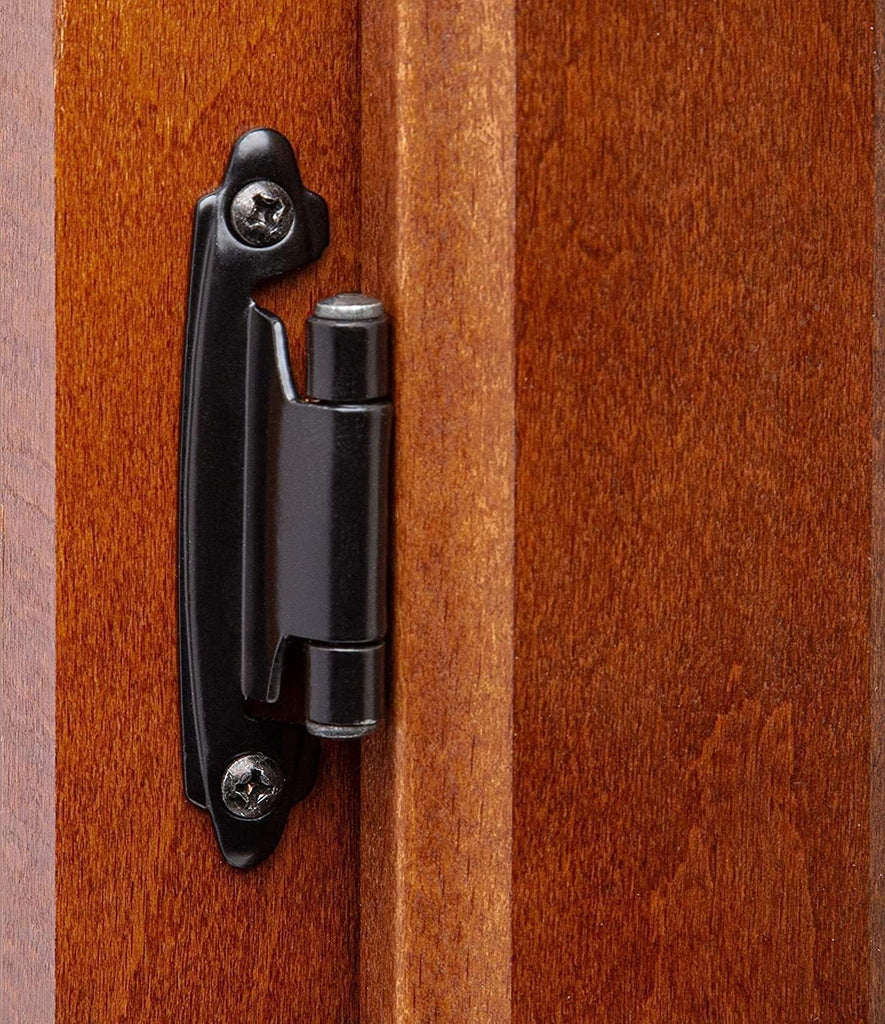 3/8" Inset Cabinet Hinges Black (25 Pair -50 Pcs) Offset Self Closing Matte Black Cabinet Hinges Cabinets w/Bumpers &
