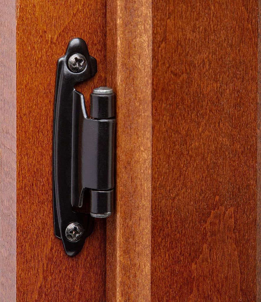 3/8" Inset Cabinet Hinges Black (2 Pair -4 Pcs) Offset Self Closing Matte Black Cabinet Hinges Cabinets w/Bumpers &