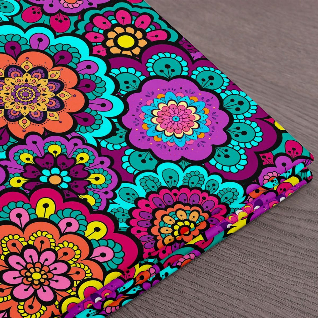Mandala Flower Soft Polyester No Stretch Fabric by The Yard Watercolor Exotic Boho Floral Plant DIY Fabric by The