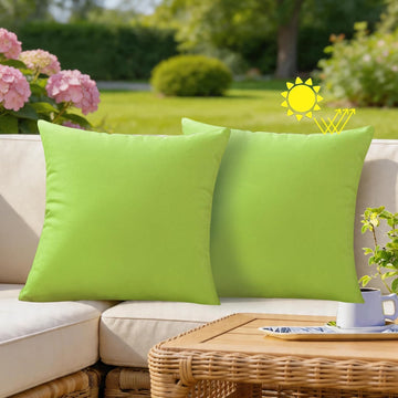 Outdoor Waterproof Throw Pillow Covers 18x18 Set of 2, Green Patio Cushion Covers UV Fade Resistant Machine Washable