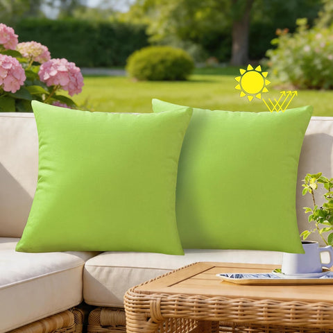 Outdoor Waterproof Throw Pillow Covers 18x18 Set of 2, Green Patio Cushion Covers UV Fade Resistant Machine Washable