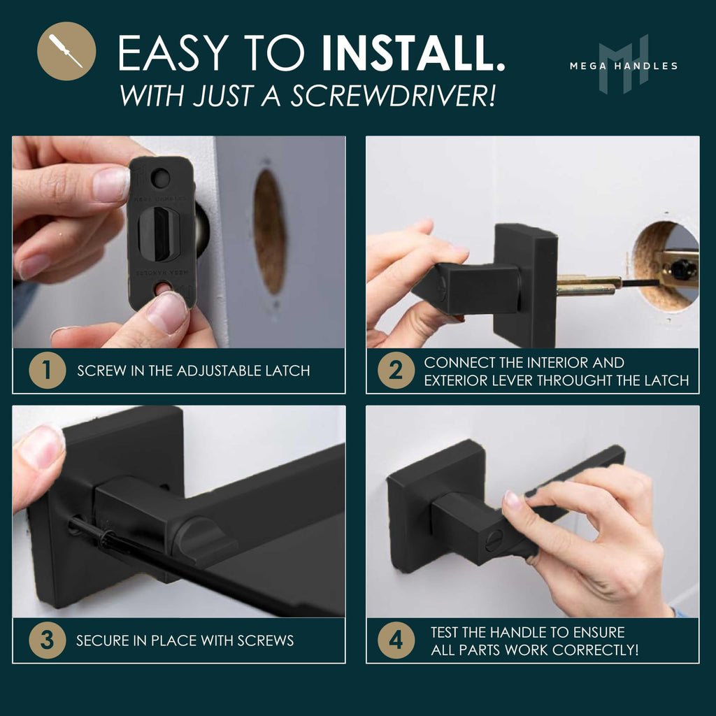 Glamor Privacy Door Lever Matte Black - Bedroom Bath Lock