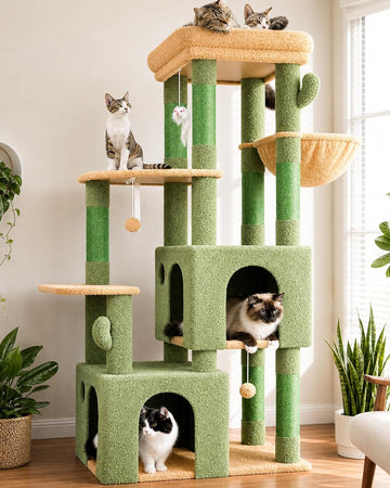 Heavy Duty Cactus Cat Trees for Big Cats Maine Coon, Green