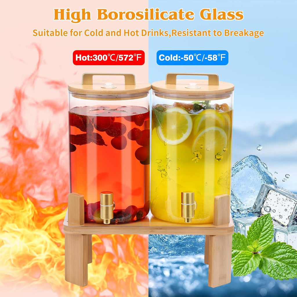 Gallon , Drink Dispensers for Parties, Lemonade Dispenser with Airtight Valve and Stainless Steel Spigot - Set of 2