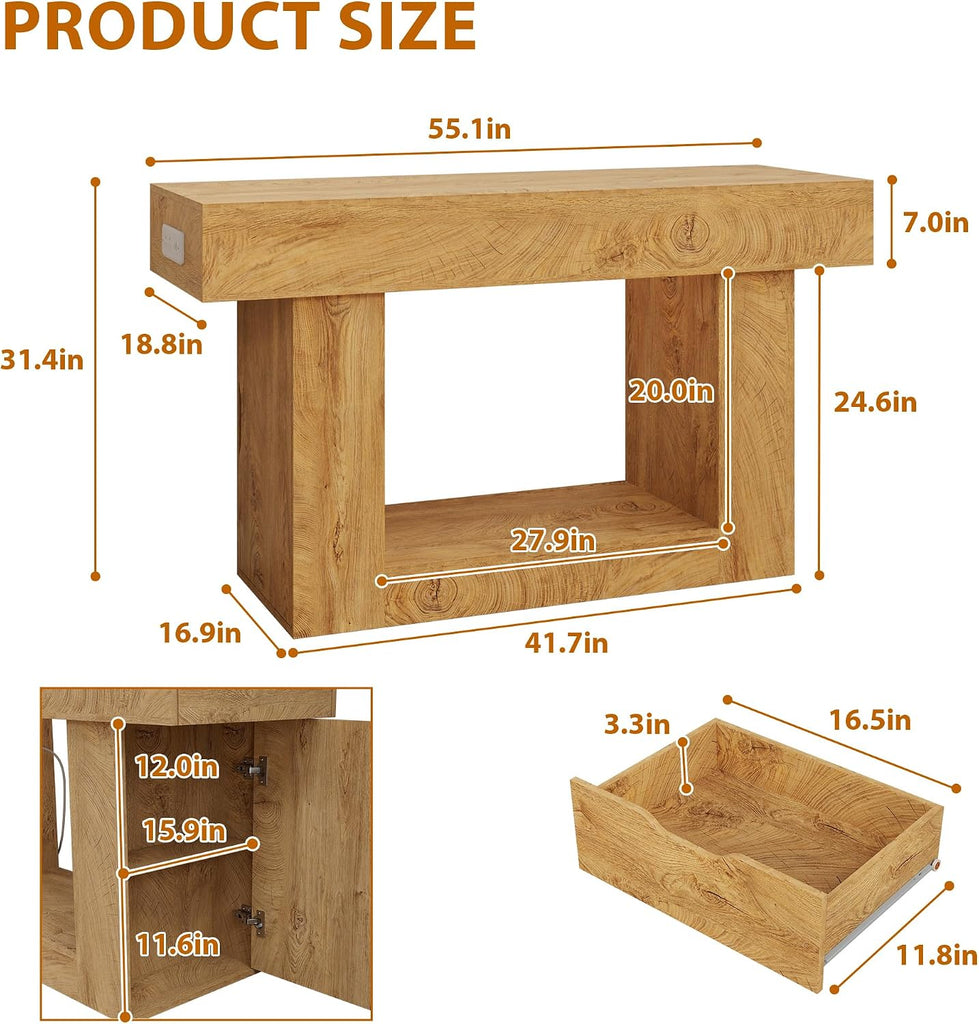 55-75 Gallon Aquarium Stand, Heavy-Duty 55 Inch Fish Tank Stand with Power Outlets, Drawer & Storage Cabinets