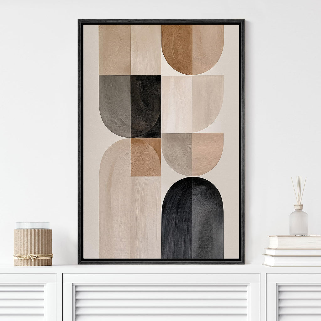 Framed Canvas Print Wall Art Neutral Geometric Arch