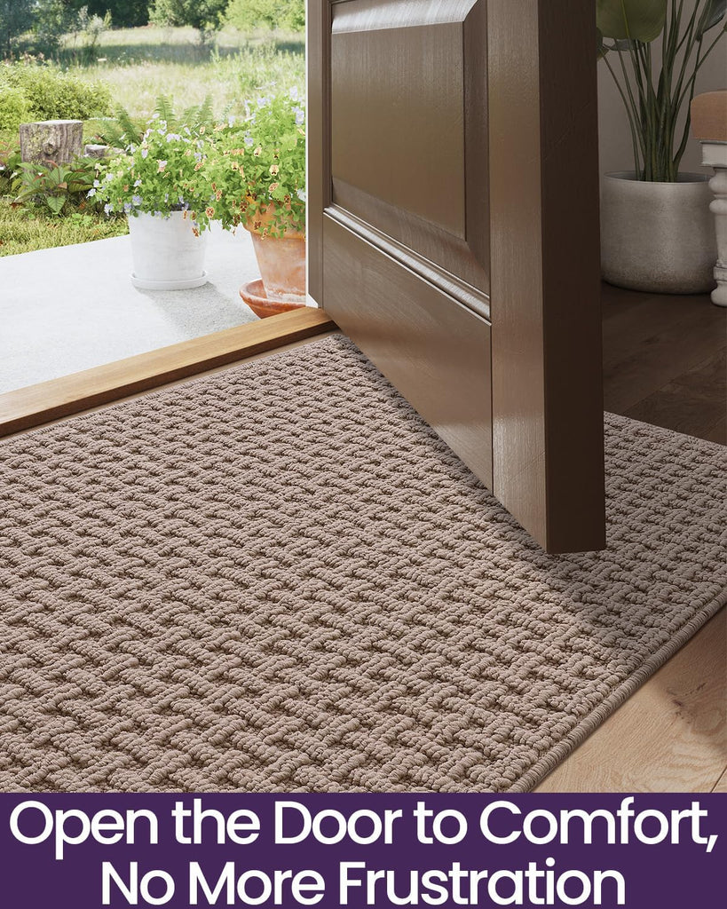 Washable Door Mat Indoor Entrance 24x36, Entryway Doormats, Beige | Low Profile, Dirt-Trapping & Absorbent, Non Slip