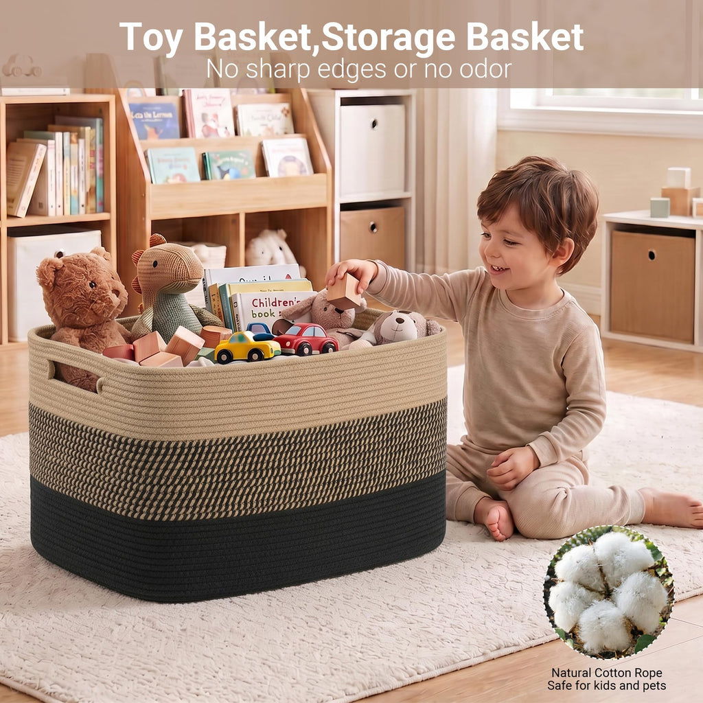 108L Extra Large Rectangle Laundry Hamper, Jute/Black, 25"x16"x16"
