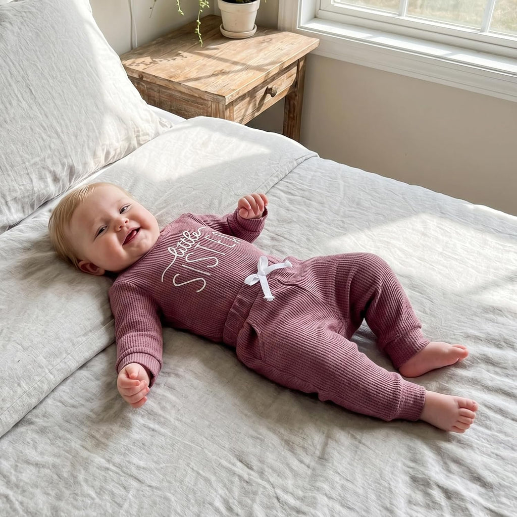 Baby Girl Fall Outfit Set Romper Pants Infant Waffle Clothes