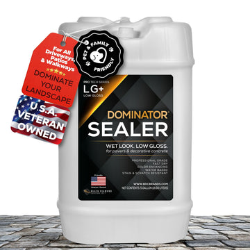 LG+ Low Gloss Concrete & Paver Sealer 5 Gal | Professional Grade Wet Look, Water-Based Acrylic Sealer | Long-Lasting