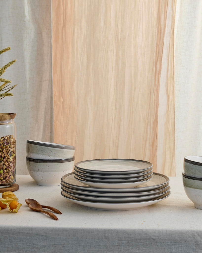 Harlow 24-Piece Dinnerware Set Earthenware, Stoneware Dish Set for 8, Plates and Bowls Set, Microwave and Dishwasher