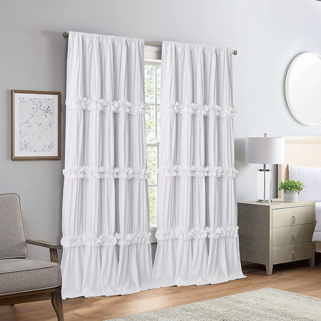 White Blackout Window Curtains, 52" W x 96" L x 2 Panels