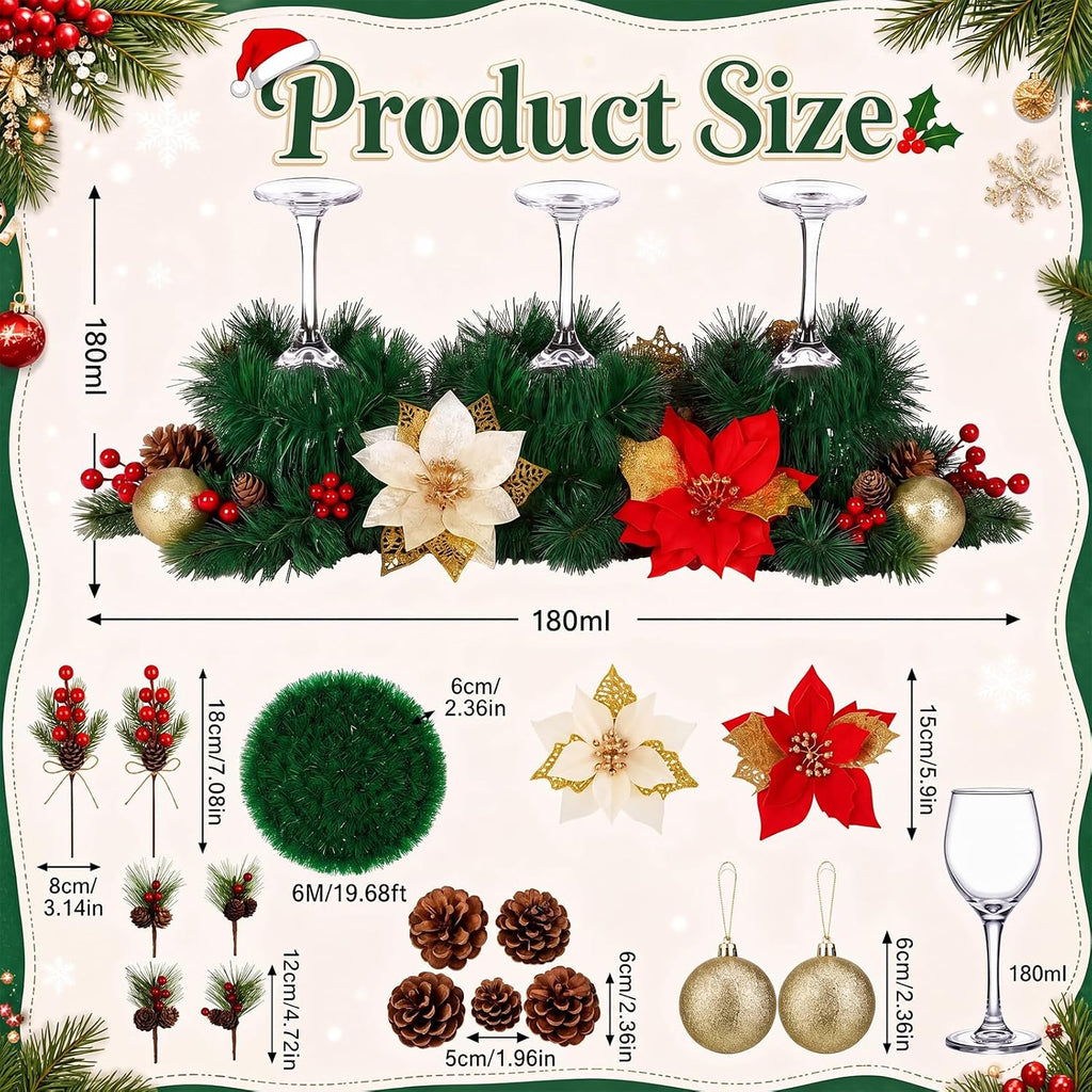 Christmas Table Centerpiece Kit, DIY Wine Glass Decor