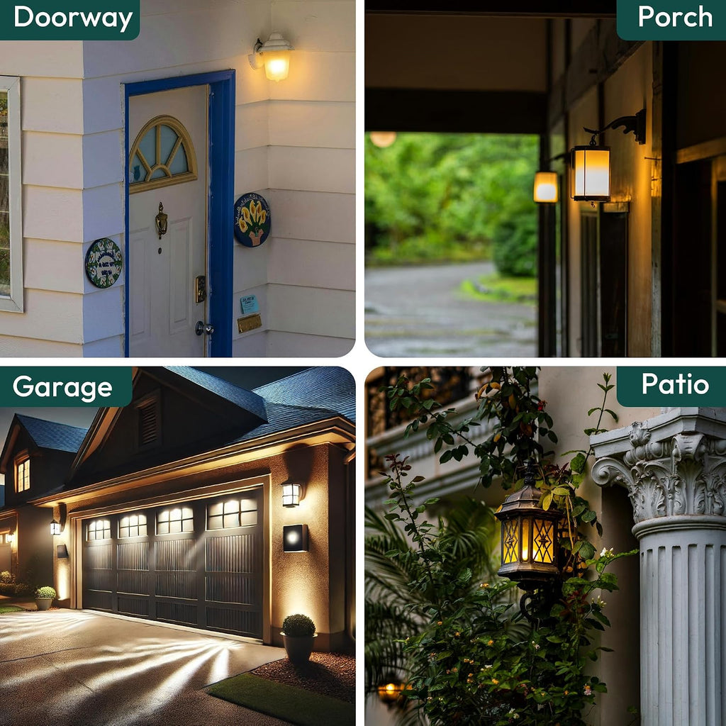 800LM Dusk to Dawn LED Outdoor Light Bulb, 2-Pack A19 LED Bulb 60W Equivalent, E26 Base, 2700K Soft White, 7W