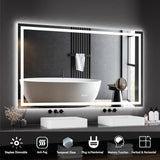60x36 LED Bathroom Mirror with Lights, Dimmable, Anti-Fog, Backlit + Front Lit, and 3X Magnification Mirror, Smart