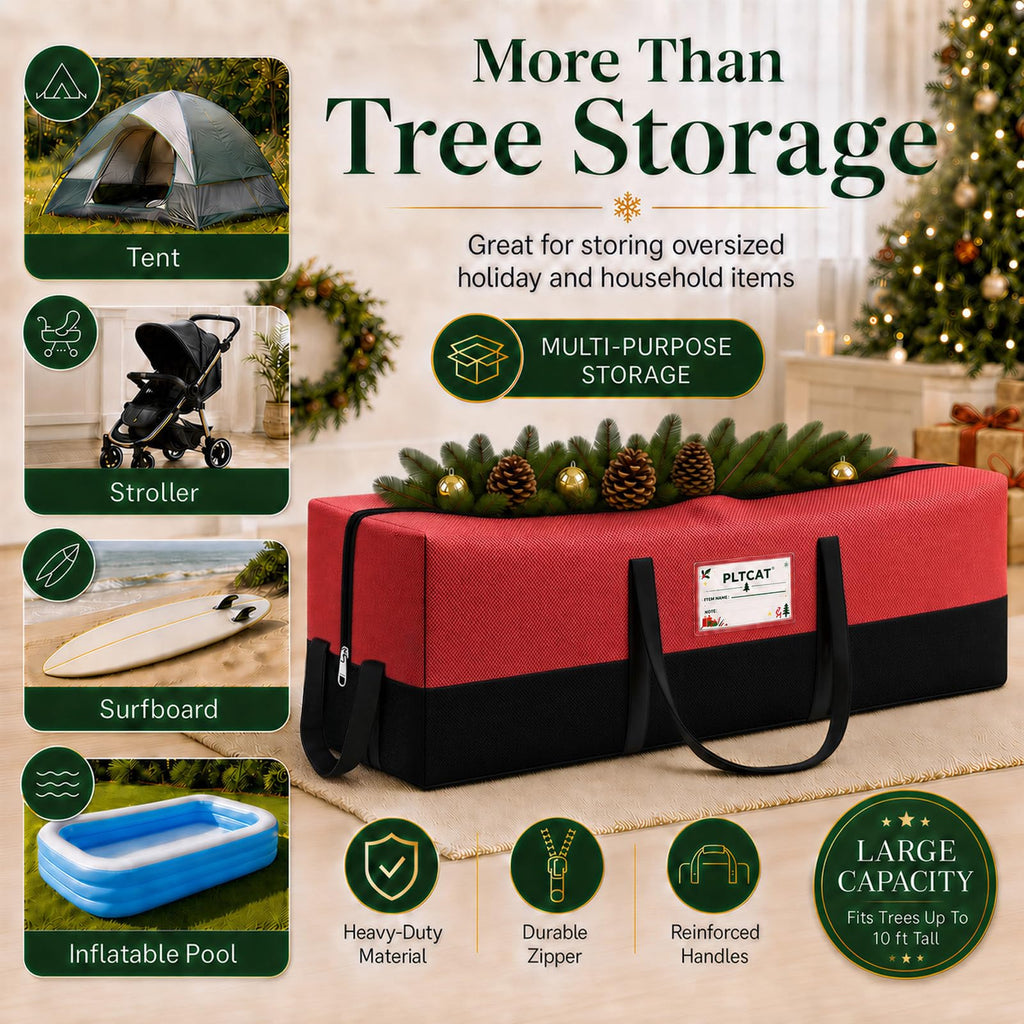 Christmas Tree Storage Bag, Fits 8 Ft Artificial Trees, Red