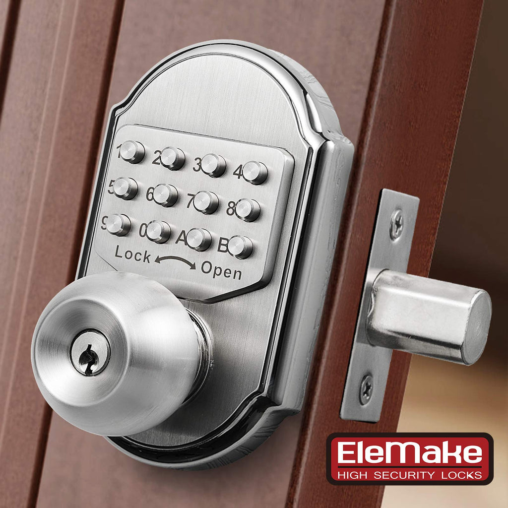 Keyless Entry Door Lock Deadbolt Keypad Mechanical Stainless Steel (Pass Code or Key) 100% Mechanical, No Electronic