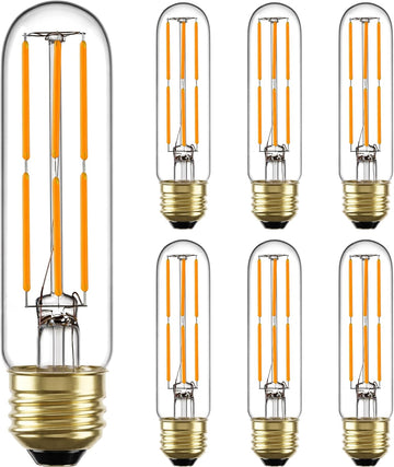 T10 E26 LED Bulb 60W Equivalent 2700K Dimmable, 6 Pack