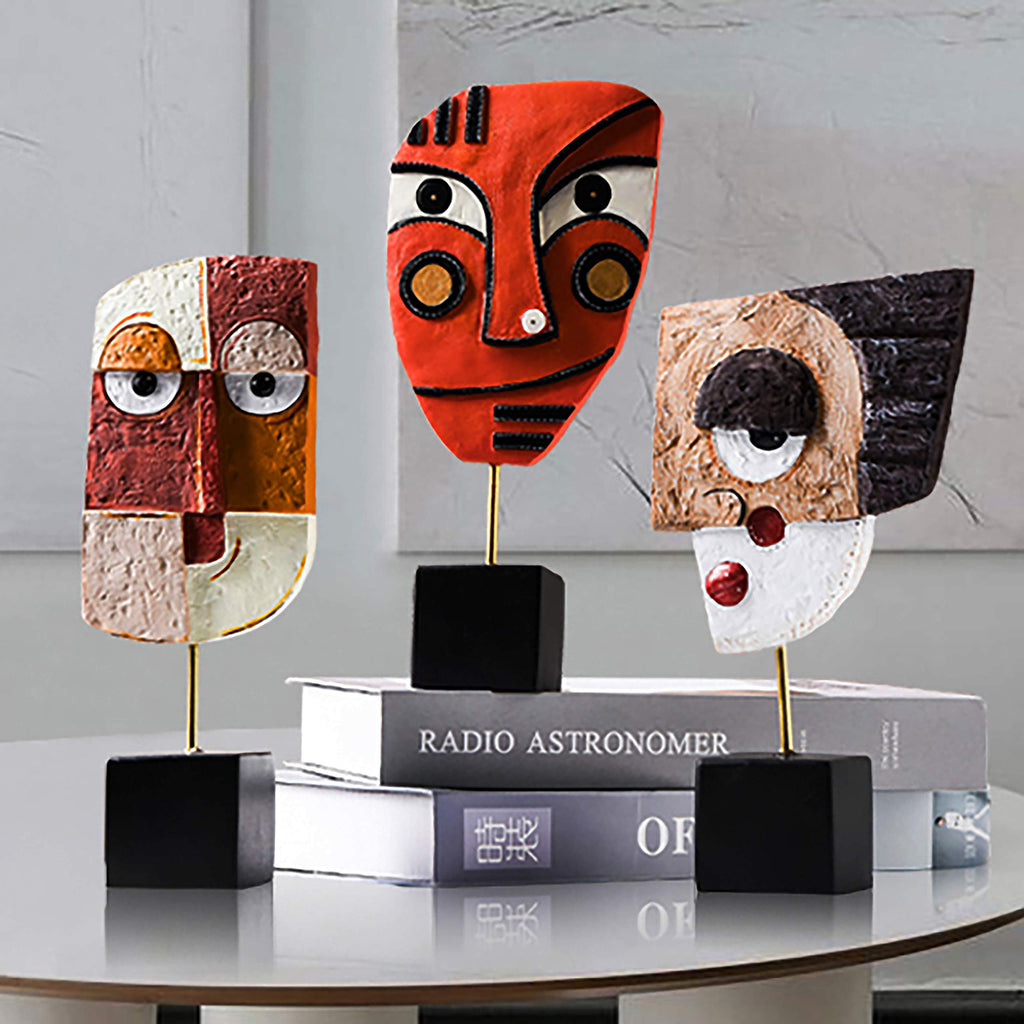 Smile - Handcrafted Statues Resin Abstract Sculpture Decor Modern, African Art Tribal Figurines Decorations Items