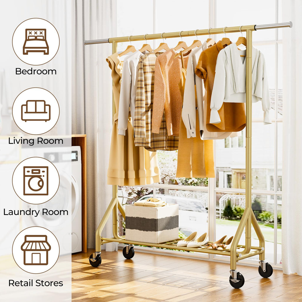 Heavy Duty Clothes Rack Load 450 LBS, Metal Garment Rack, Standing Rolling Clothing Rack for Hanging Clothes with