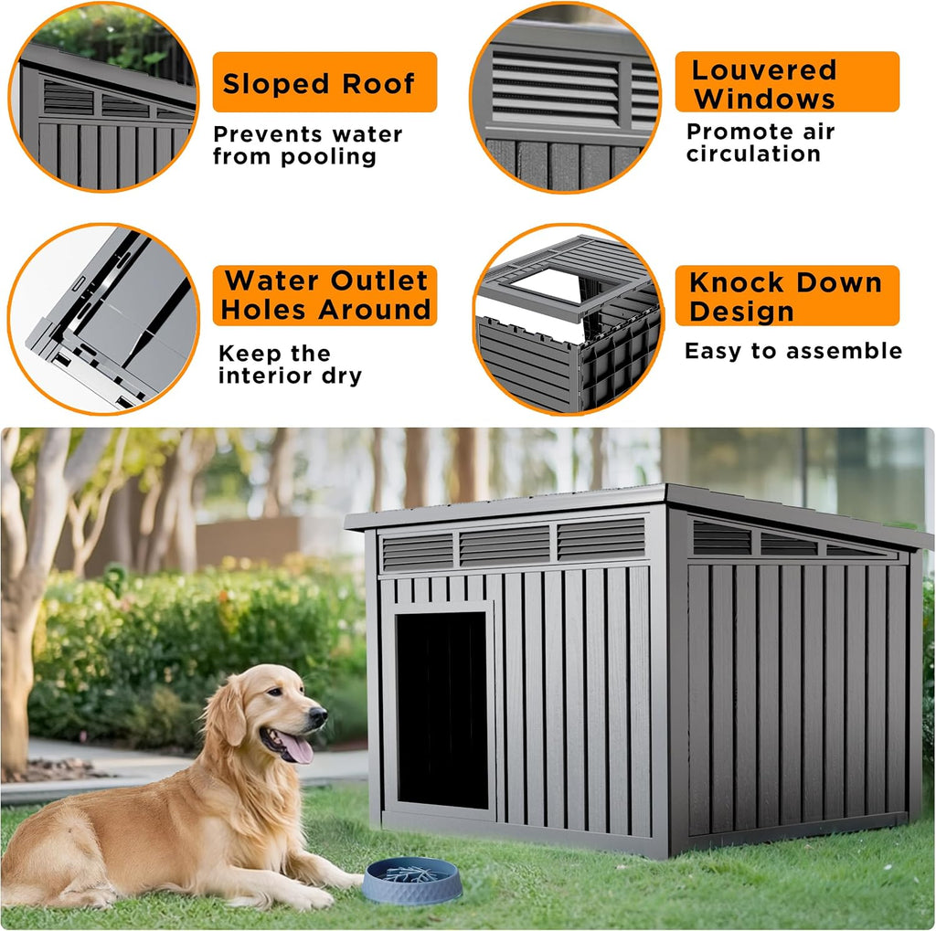 Dog House Outdoor & Indoor, Medium Size, Gray