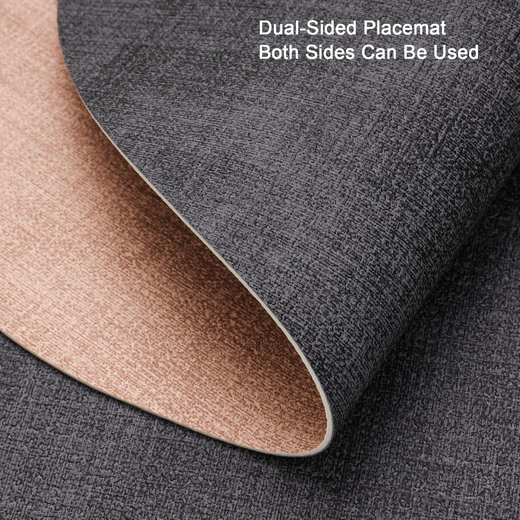 Faux Leather Placemats Set of 4, Dual Sided with Drink Coasters