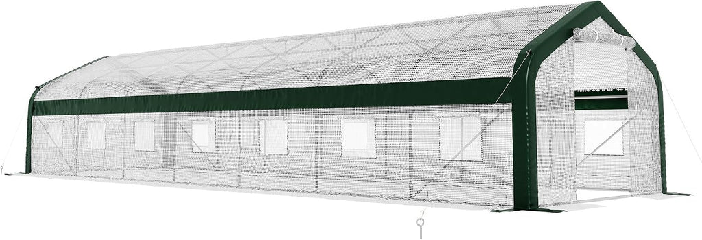 34x10x7 FT Walk-in Tunnel Greenhouse with Watering System | 2 zipper rolling doors, 14 windows and galvanized frame