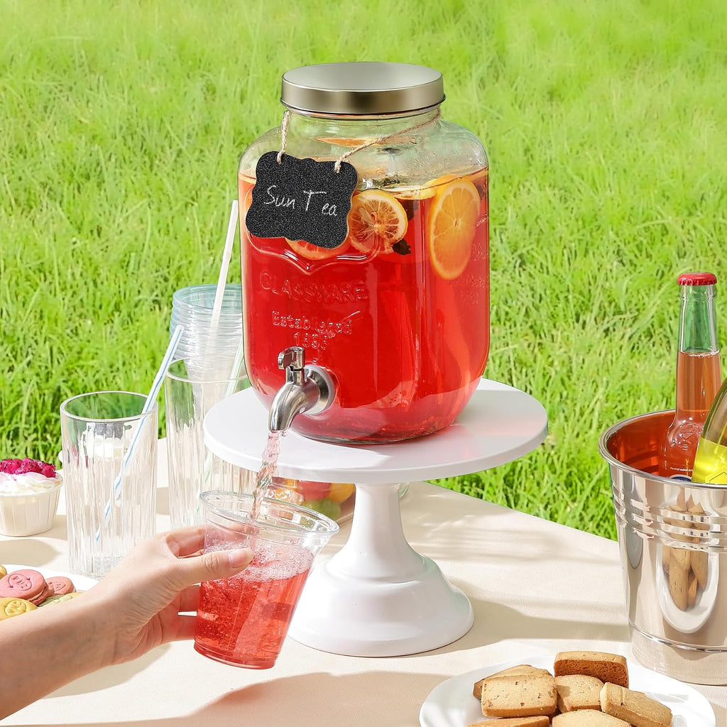 1 Gallon Drink Dispenser with Spigot 18/8 Stainless Steel - Airtight & Leakproof Glass Sun Tea Jar with Anti-Rust