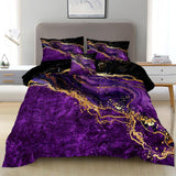 Black Gold Comforter Set Purple Marble Bedding Set King Black Marble Stone Abstract Artwork Bedroom Decor Black Marble