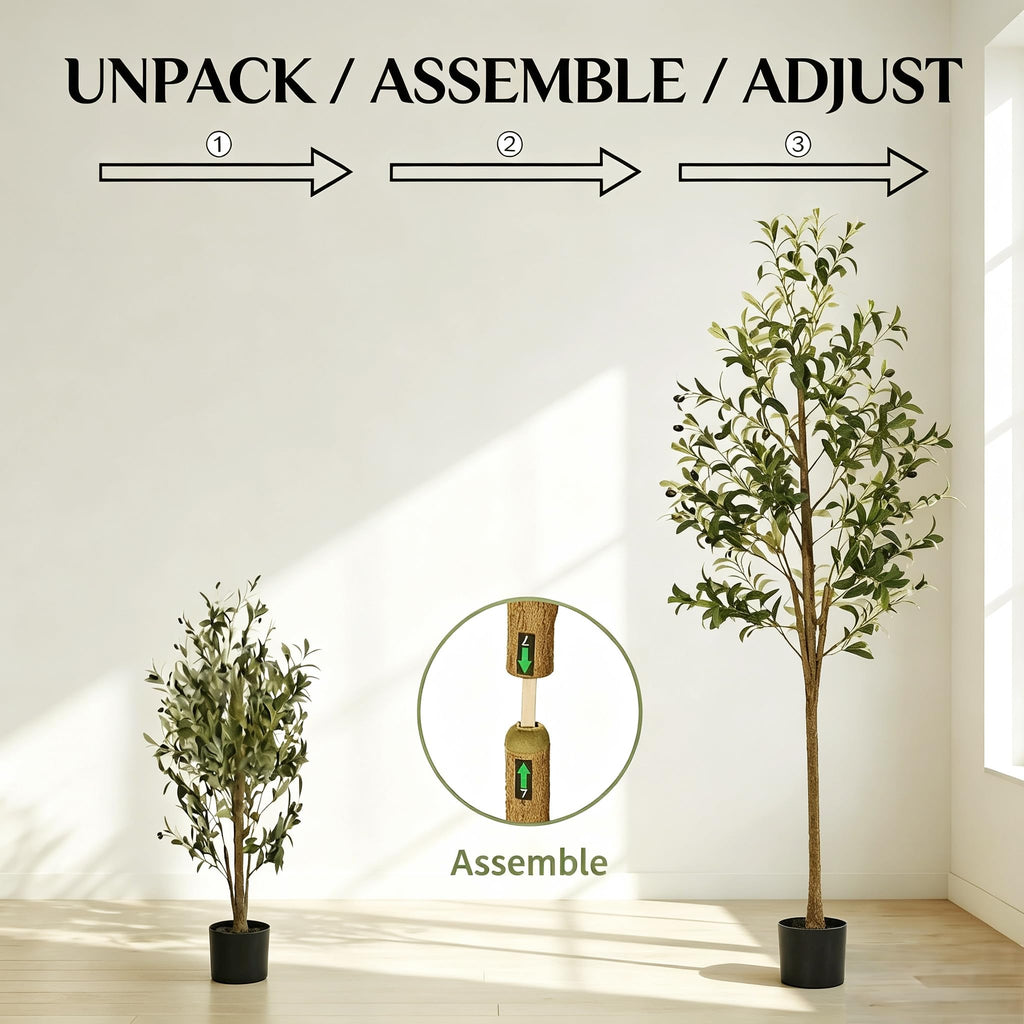 Artificial Olive Tree, 5FT Faux Olive Trees with Lifelike Olive Branches and Fruits, Fake Floor Plants with Pot for