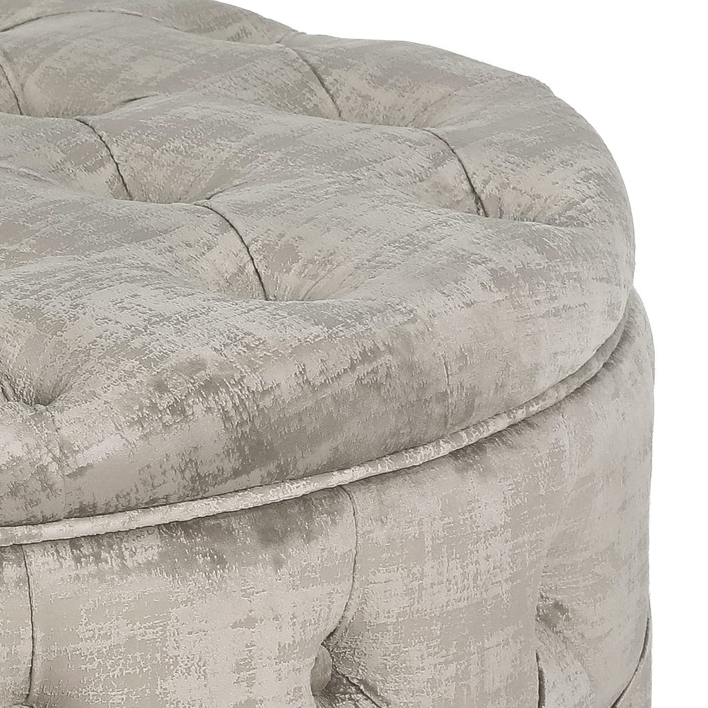 Modern 28 Inch Round Storage Ottomans Chair, Button Tufted Upholstered Ottoman Footstool with Storage Bedroom