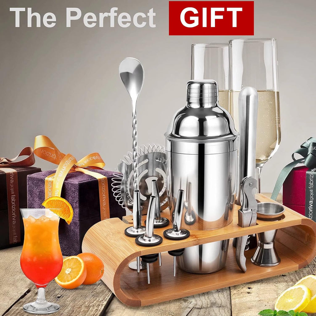 Cocktail Making Set, Cocktail Shaker Set 750ml Stainless Steel Bar Tool Set Bartender Kit with Display Stand - Set of 12