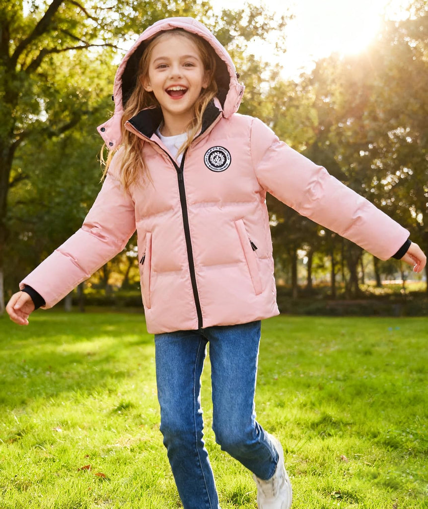 Winter Coat Warm Fleece Thermal Padded Jackets with Detachable Hood Outdoor Puffy Jacket with Zip Pockets