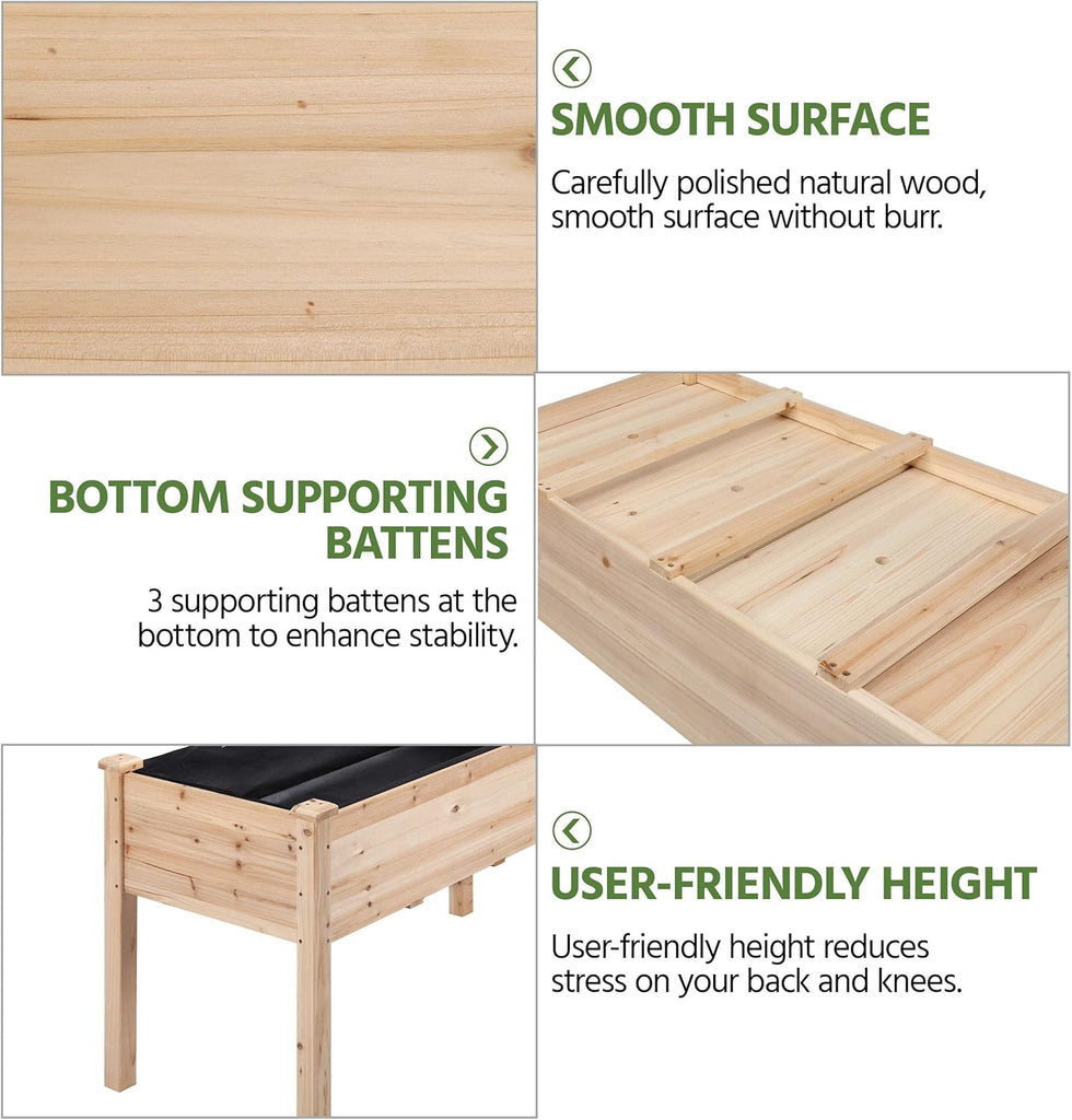 Raised Garden Bed 2Pcs Elevated Wood Planter Box Outdoor, Wood | Fir wood with black non-woven fabric liner offers