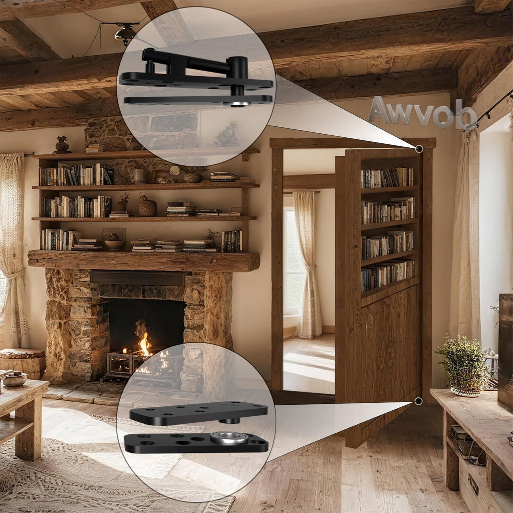 Hidden Door Hinge with Dual Bearing, Rotating Silent Design - Invisible Door Hinge Kit for Heavy Duty Secret &