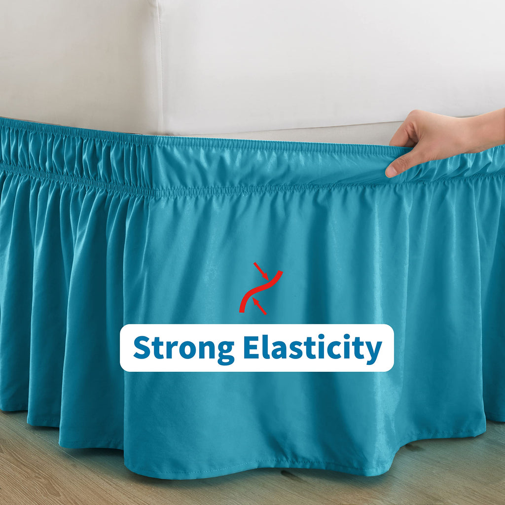 Teal Wrap Around Bed Skirt, Full Queen 14-Inch Brushed Drop