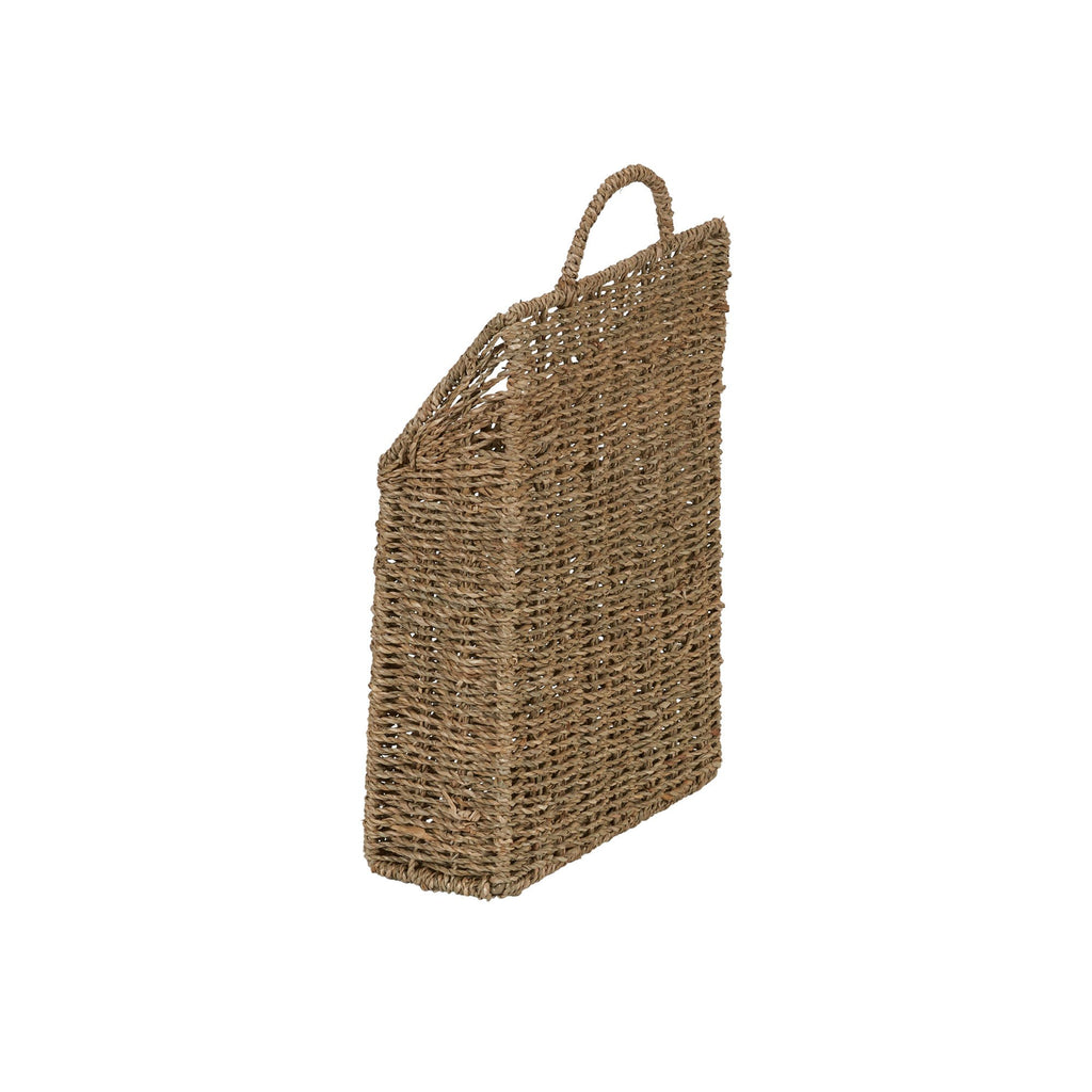 Rectangular Wicker Hanging Baskets, Set of 2, Small and Large, Handwoven Seagrass, Durable Metal Wire Frame