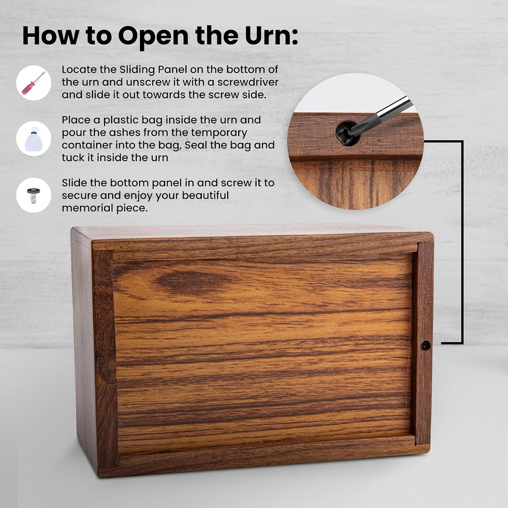 SIC Urn for Dog Ashes, Natural Rosewood Memorial, Medium, 110 cu