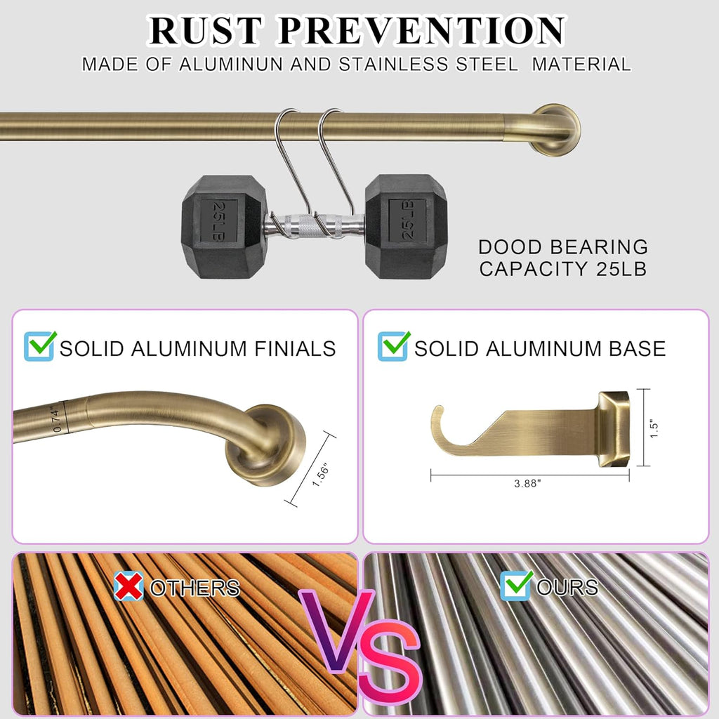 Antique Bronze Disc Curtain Rods, 84-144 Inches Window Curtain Rod,Adjustable Room Darkening Drapery Rod with