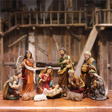 Nativity Set Christmas Scene Set Figurines Statue 8.25 Inch 11 Pcs