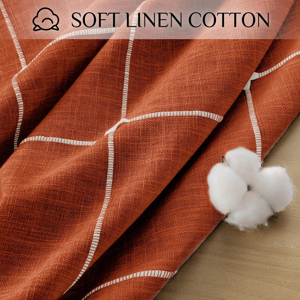 Fall Linen Rectangle Tablecloth with Tassel, 55 x 70 Inch
