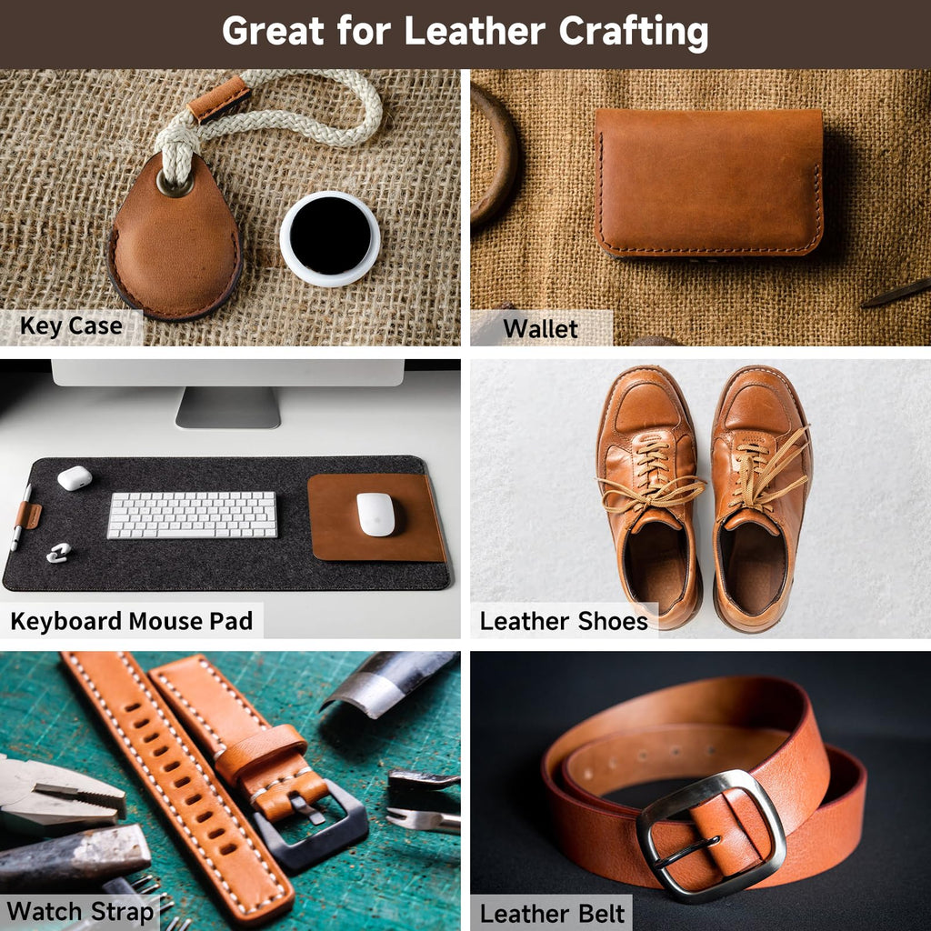 12''X24'' Genuine Leather Sheets - Tooling Leather Fabric Pieces for Crafts, Full Grain Leather Hide Material(Brown