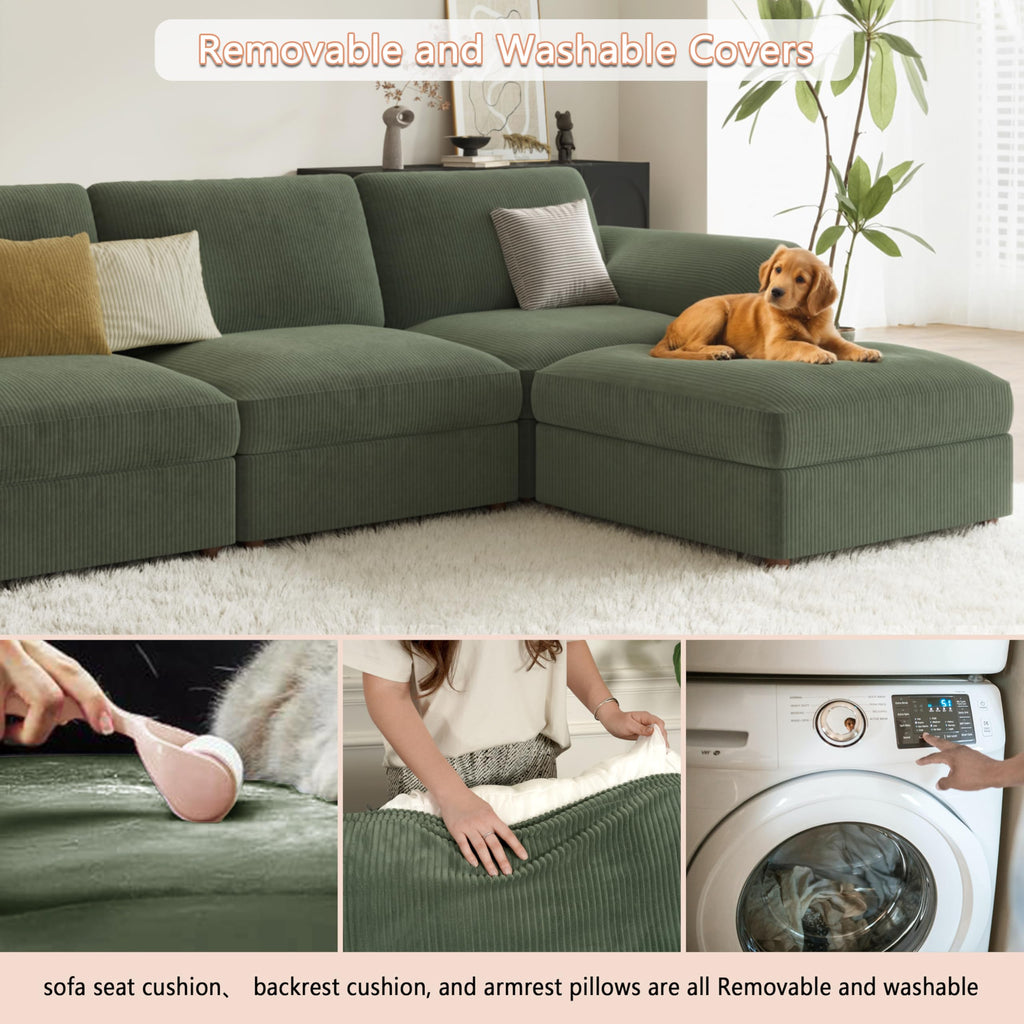 Extra Large Sectional Modular Sofa, U Shape Modular Sofa, Green