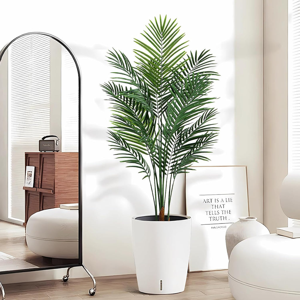 Artificial Palm Tree Outdoor 5ft, Large Fake Tropical Areca Palm Tree with 13 Trunks, Tall Faux Floor Plants