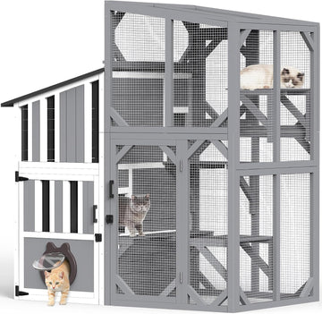 69"H Catio 3 Tiers Large Cat Enclosures House for Outdoor Indoor Use, Feral Cats Shelter with Window Access