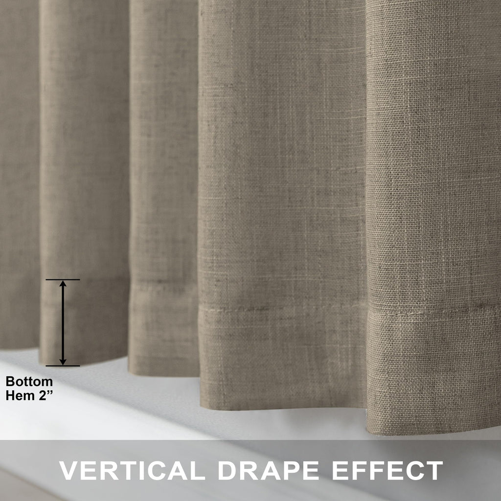 Extra Long Curtains 2 Panels Set Dark Taupe Linen Curtains 108 inches Long Back Tab Extra Wide Curtain Neutral