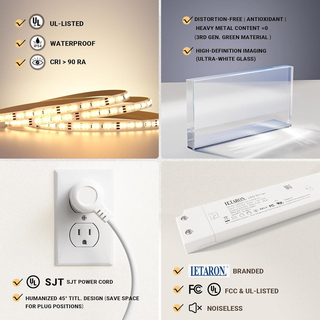 Lighted Medicine Cabinet with Mirror & Clock -20x26 Surface or Recessed Aluminum Medicine Cabinet with Dimmable Light